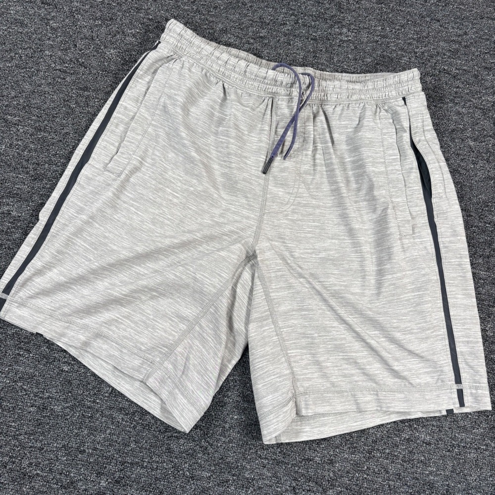 Lululemon Athletic Shorts Mens L Grey Space Dye Drawstring Zipper Training